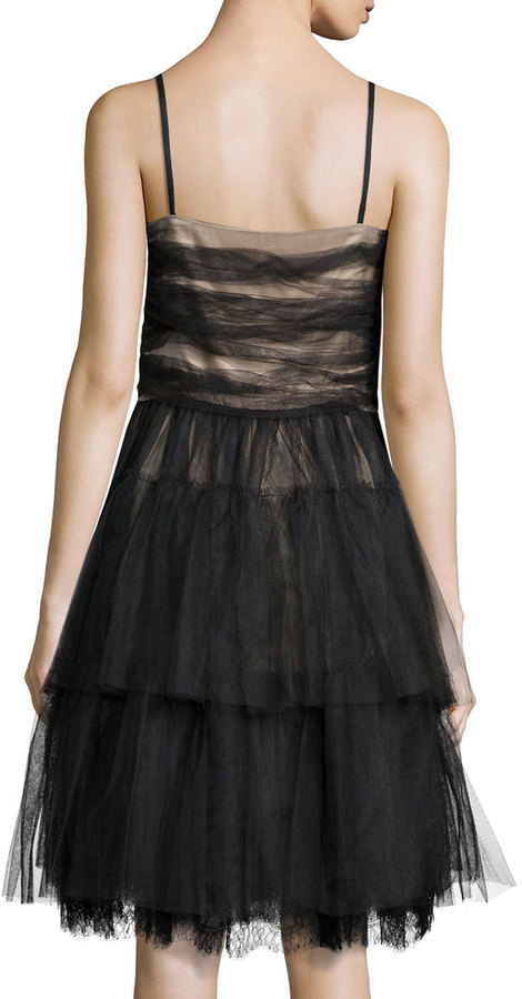 RED Valentino Tiered Lace Tulle Cocktail Dress Black, $615 | Last Call ...