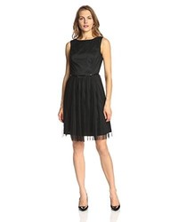 Adrianna Papell Dotted Tulle Fit And Flare Dress
