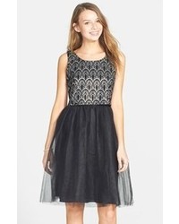 Love Nickie Lew Metallic Lace Tulle Skater Dress