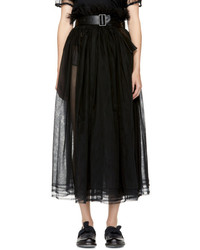 Noir Kei Ninomiya Black Gathered Tulle Skirt