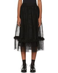 Simone Rocha Black Marabou Tulle Smocked Skirt