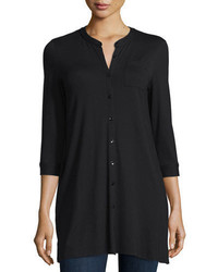 Eileen Fisher 34 Sleeve Jersey Button Front Tunic