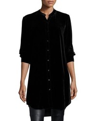 Eileen Fisher Long Washable Velvet Tunic Top Black Plus Size