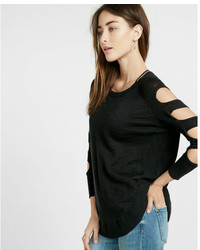Express Petite Cut Out Shoulder Tunic Sweater