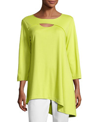 Joan Vass Yoke Cutout Asymmetric Easy Tunic Plus Size