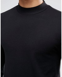 Asos Brand Muscle Long Sleeve T Shirt With Turtleneck In Black