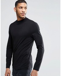 Asos Brand Muscle Long Sleeve T Shirt With Turtleneck In Black