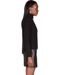 Helmut Lang Black Cotton Cashmere Cash Fly Turtleneck