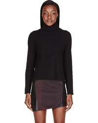 Helmut Lang Black Cotton Cashmere Cash Fly Turtleneck