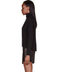 Helmut Lang Black Cotton Cashmere Cash Fly Turtleneck