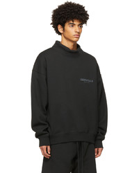 Essentials Black Pullover Mock Neck Sweatshirt