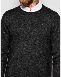 Asos Brand Lambswool Rich Crew Neck Sweater With Rolled Edge