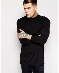 Asos Brand Longline Long Sleeve T Shirt With Turtleneck And Split Hem