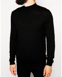 Asos Brand Merino Wool Turtleneck Sweater In Black