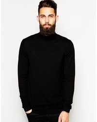 Asos Brand Merino Wool Turtleneck Sweater In Black