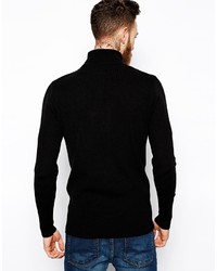 Asos Brand Muscle Fit Ribbed Roll Neck In Black