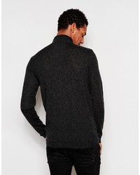 Asos Brand Roll Neck Sweater In Merino