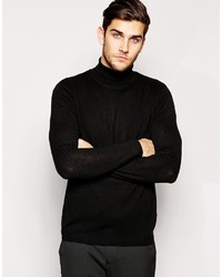 Asos Brand Roll Neck Sweater In Merino