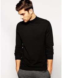 Asos Brand Turtleneck Sweater In Black Cotton