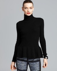 Bloomingdale's C By Cashmere Ribbed Peplum Turtleneck
