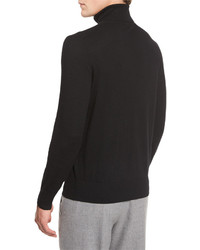 Neiman Marcus Cashmere Silk Turtleneck Sweater Black