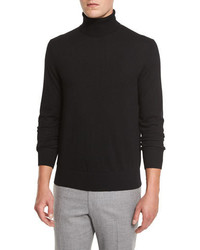 Neiman Marcus Cashmere Silk Turtleneck Sweater Black