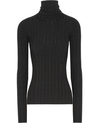Acne Studios Corina Ribbed Merino Wool Blend Turtleneck Sweater Black
