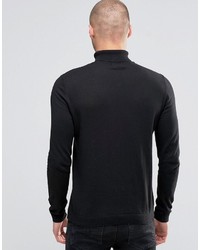 Asos Cotton Roll Neck Sweater In Black