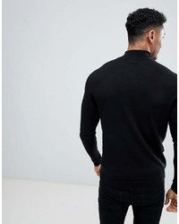 Asos Cotton Turtleneck Sweater In Black