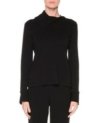 Giorgio Armani Fold Over Turtleneck Cashmere Sweater Black