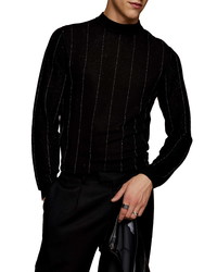 Topman Metallic Stripe Turtleneck Sweater