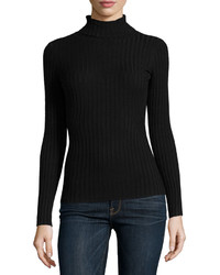 Metric Knits Wide Rib Turtleneck Sweater Black