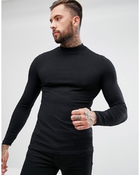 ASOS DESIGN Muscle Fit Long Sleeve T Shirt With Turtle Neck In Black