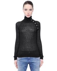 PIERRE BALMAIN Mohair Wool Blend Turtleneck Sweater