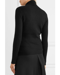 Allude Ribbed Cashmere Turtleneck Sweater Black