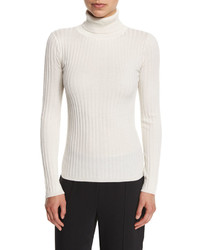 Magaschoni Ribbed Silk Blend Turtleneck Sweater