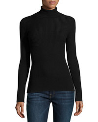Max Studio Ribbed Turtleneck Sweater Black