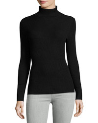 Neiman Marcus Ribbed Turtleneck Sweater Black