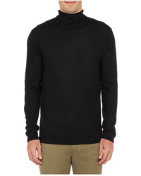 Barneys New York Rolled Edge Turtleneck Sweater Black