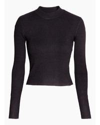 H&M Short Turtleneck Sweater Blackwhite Striped Ladies