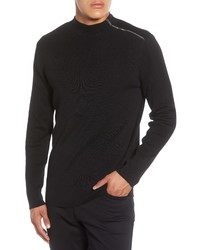 KARL LAGERFELD PARIS Shoulder Zip Cotton Blend Sweater