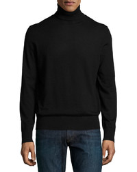 Neiman Marcus Superfine Cashmere Turtleneck Sweater Black