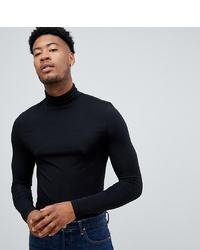 ASOS DESIGN T Sleeve T Shirt With Roll Neck In Black