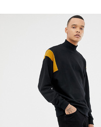 ASOS DESIGN Tall Sweatshirt With Turtle Neck And Colour Blocking In Black