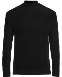 Topman Black Rib Turtle Neck Sweater