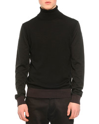 Lanvin Tricolor Turtleneck Sweater Black