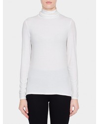 White + Warren Ribbed Jersey Hi Lo Turtleneck