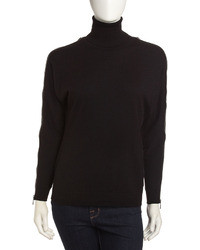 Lafayette 148 New York Zip Trim Dolman Sleeve Sweater Black