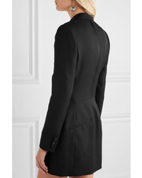 Pallas Angel Satin Trimmed Wool Twill Tuxedo Mini Dress Black