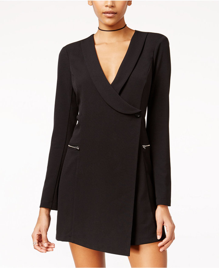 8 By YOOX SHOULDER CUT-OUT TUXEDO DRESS, Black Women's Blazer Dress